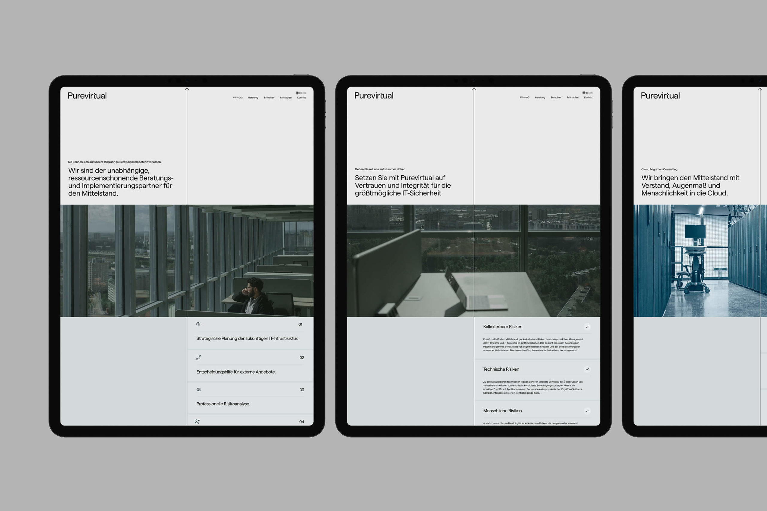 Purevirtual website presented on multiple screens