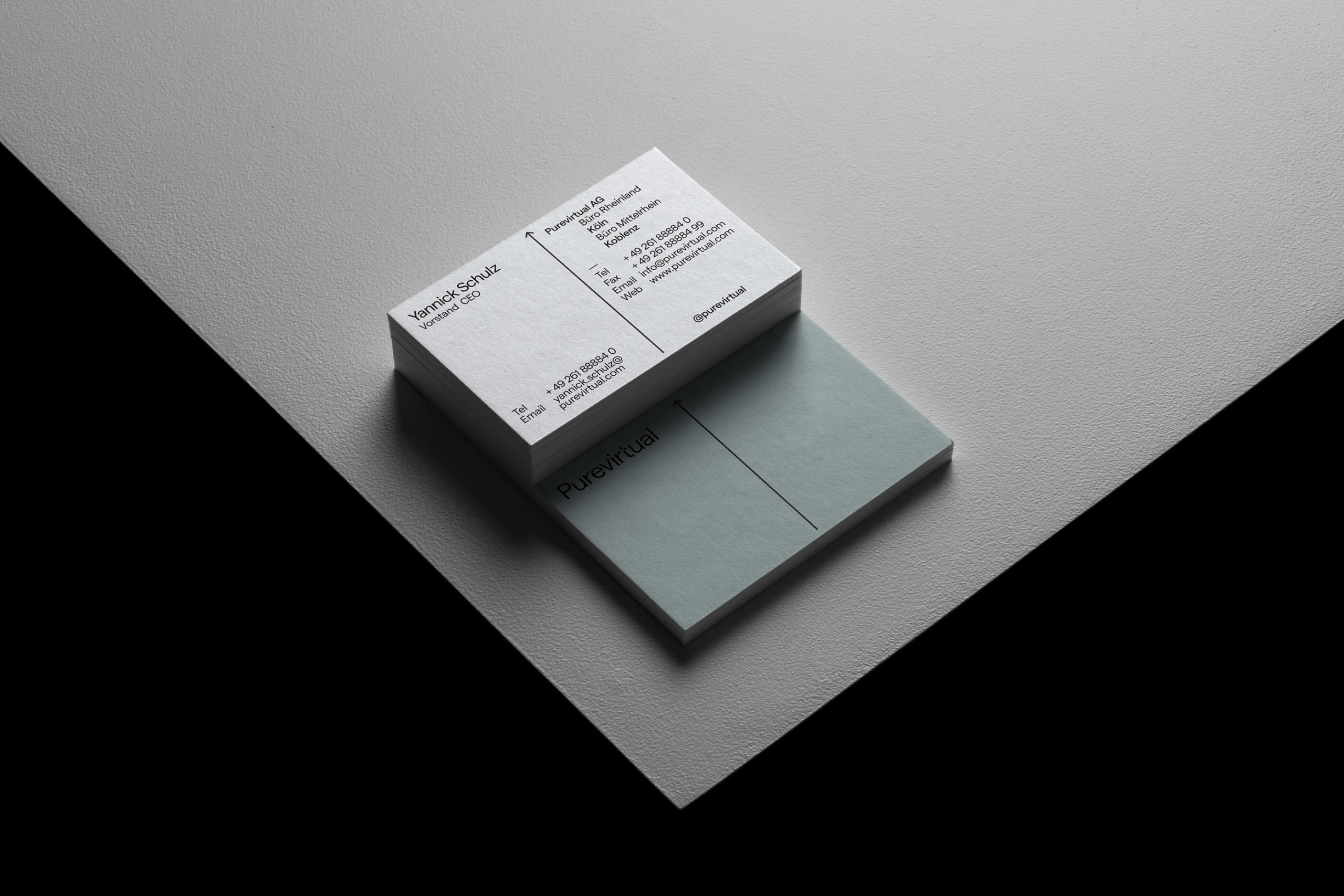 Purevirtual business cards front and back view