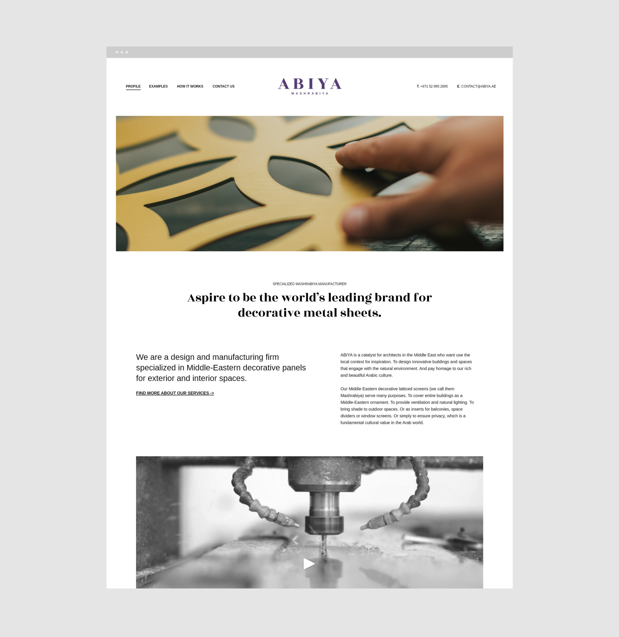 Abiya website about page preview