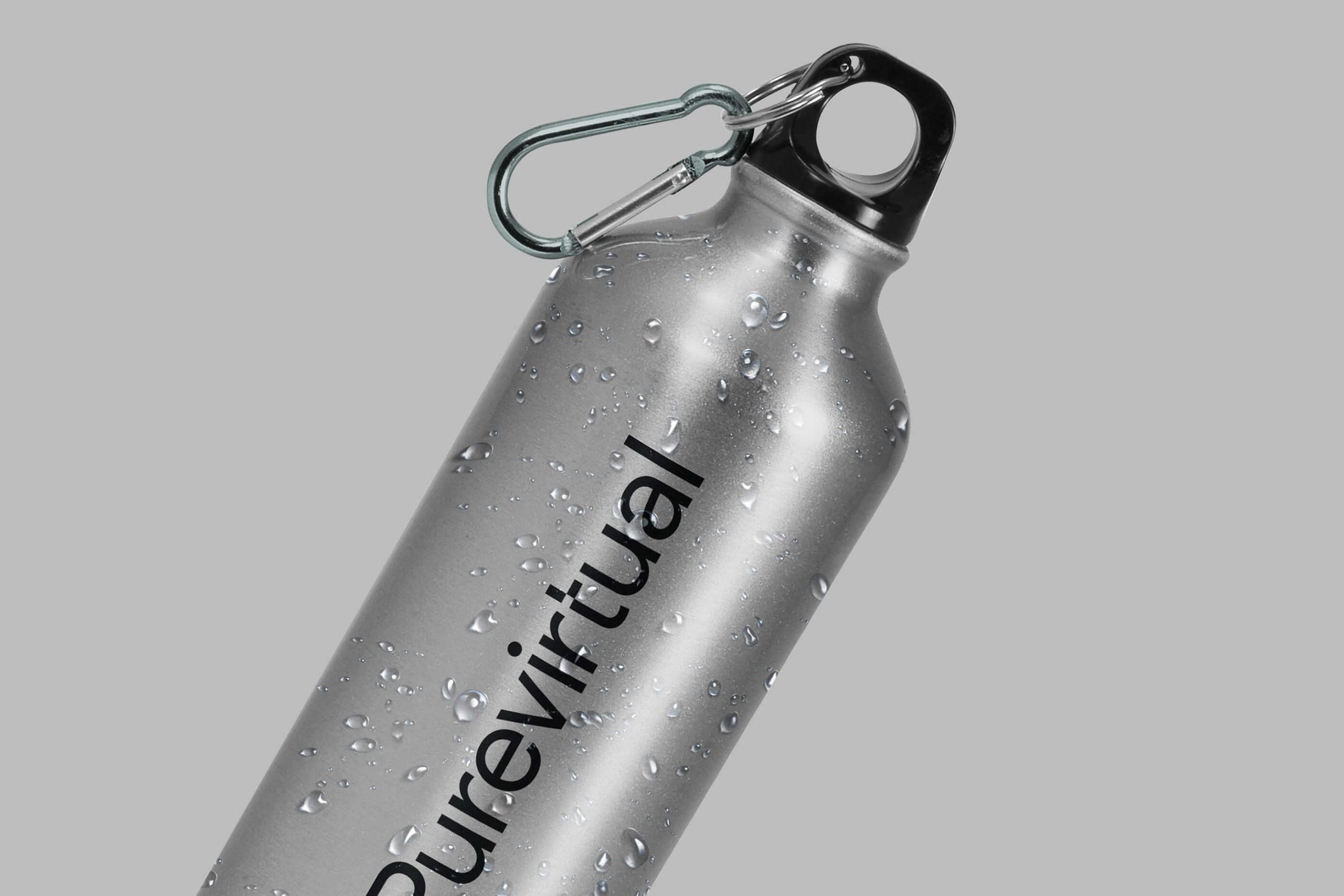 Purevirtual logo presented on a bottle