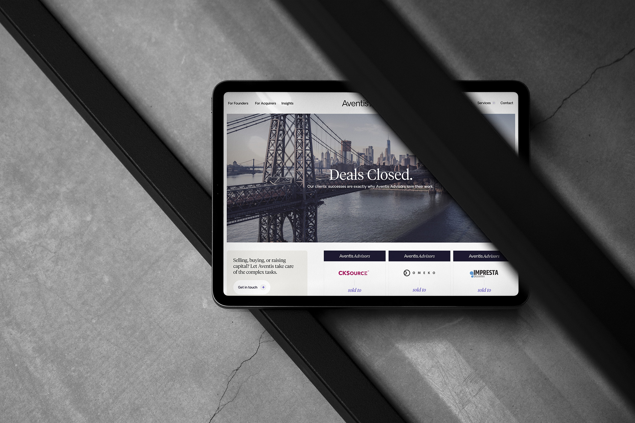 Aventis closed deals representation on website