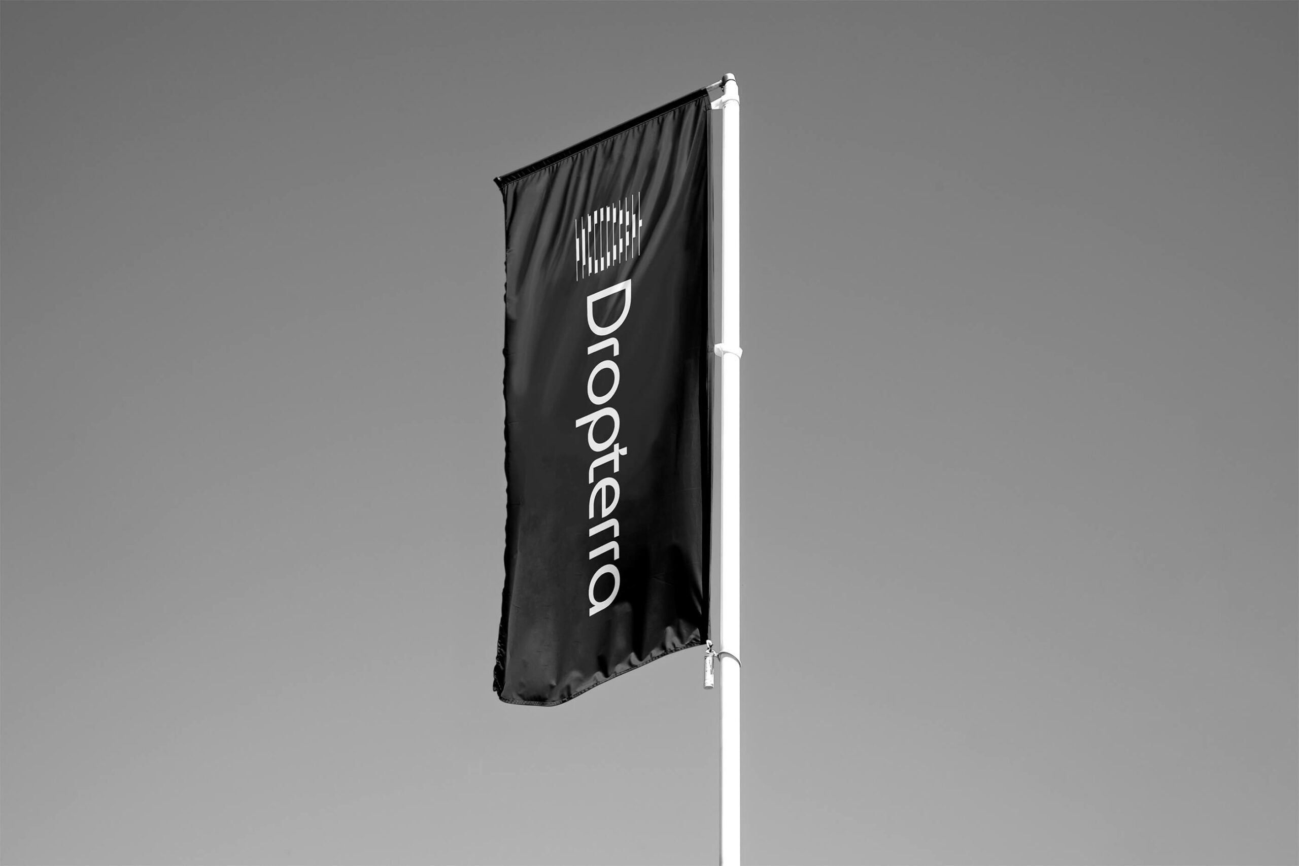 Dropterra logo presented on a flag