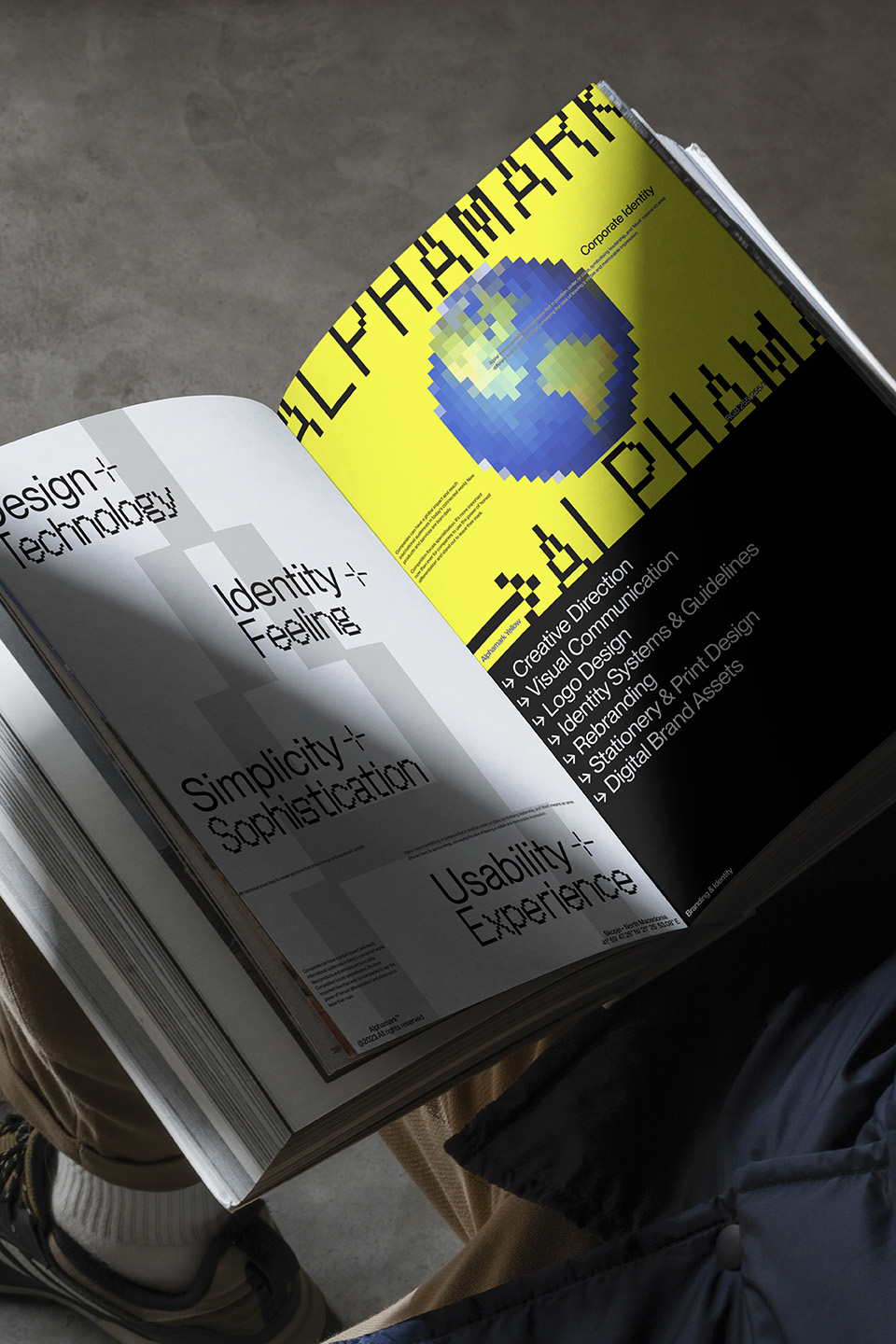 Alphamark corporate profile book opened