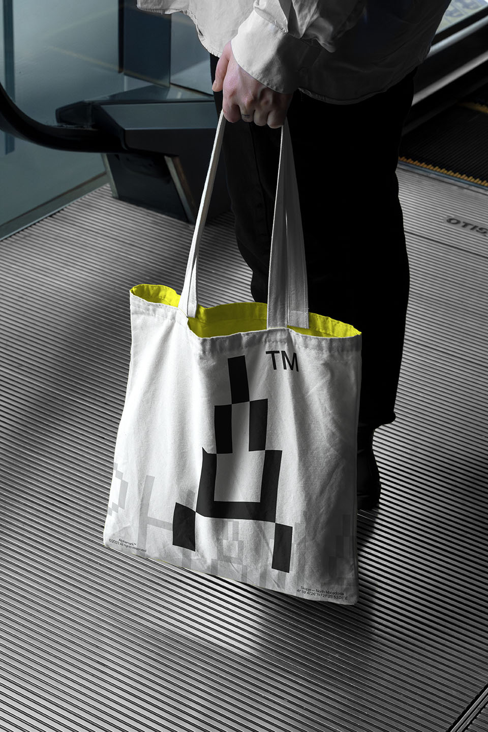 Alphamark symbol on tote bag