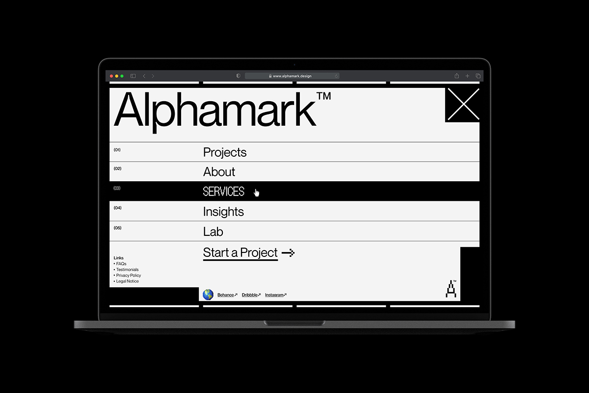 Alphamark opened desktop menu preview
