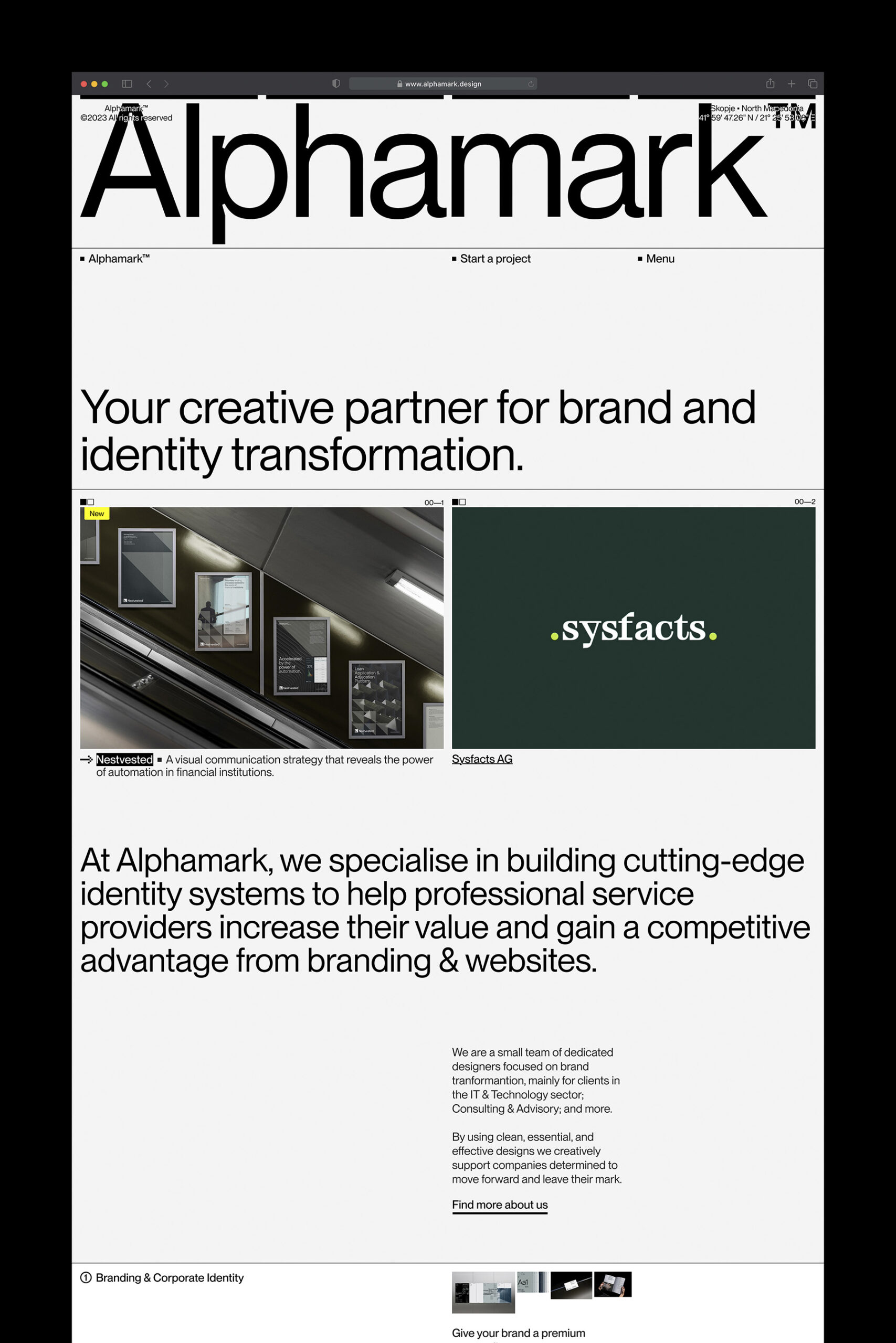 Alphamark long homepage preview