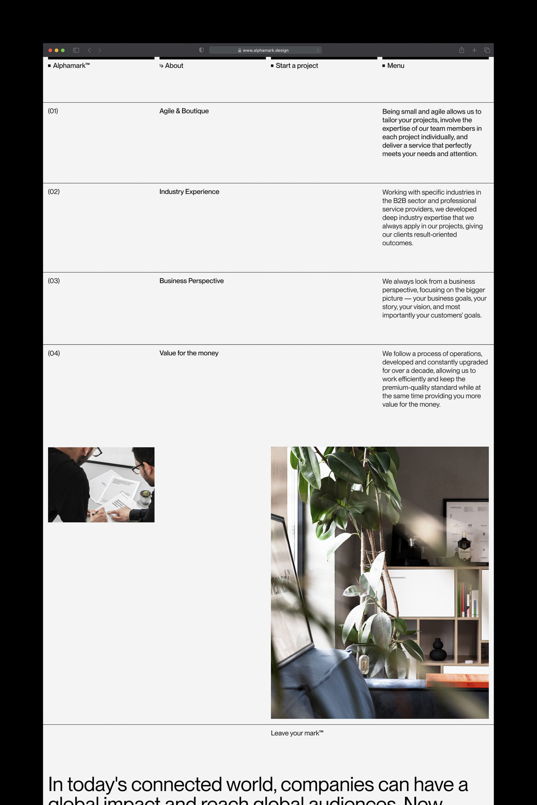 Alphamark long about page preview