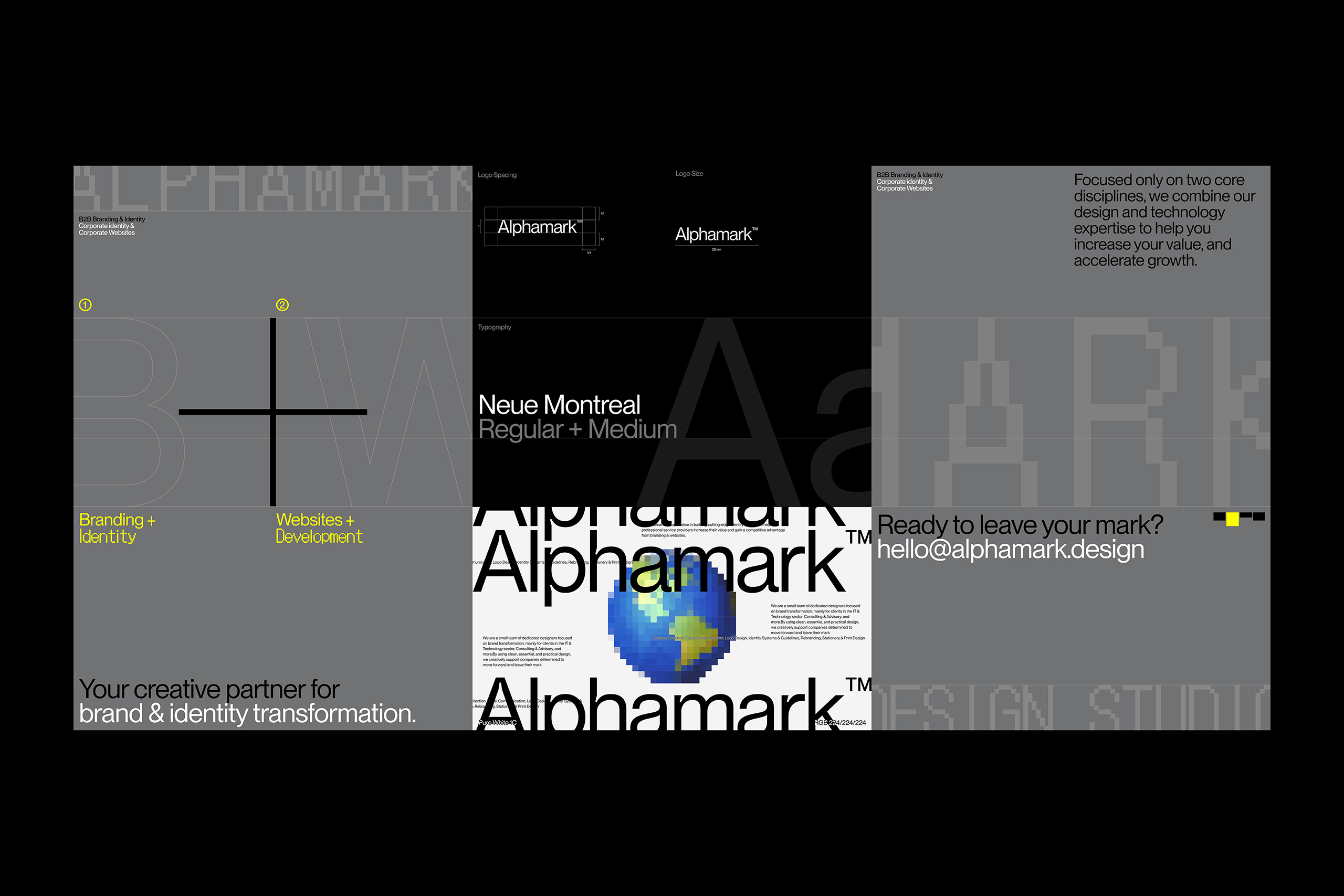 Alphamark typography posters