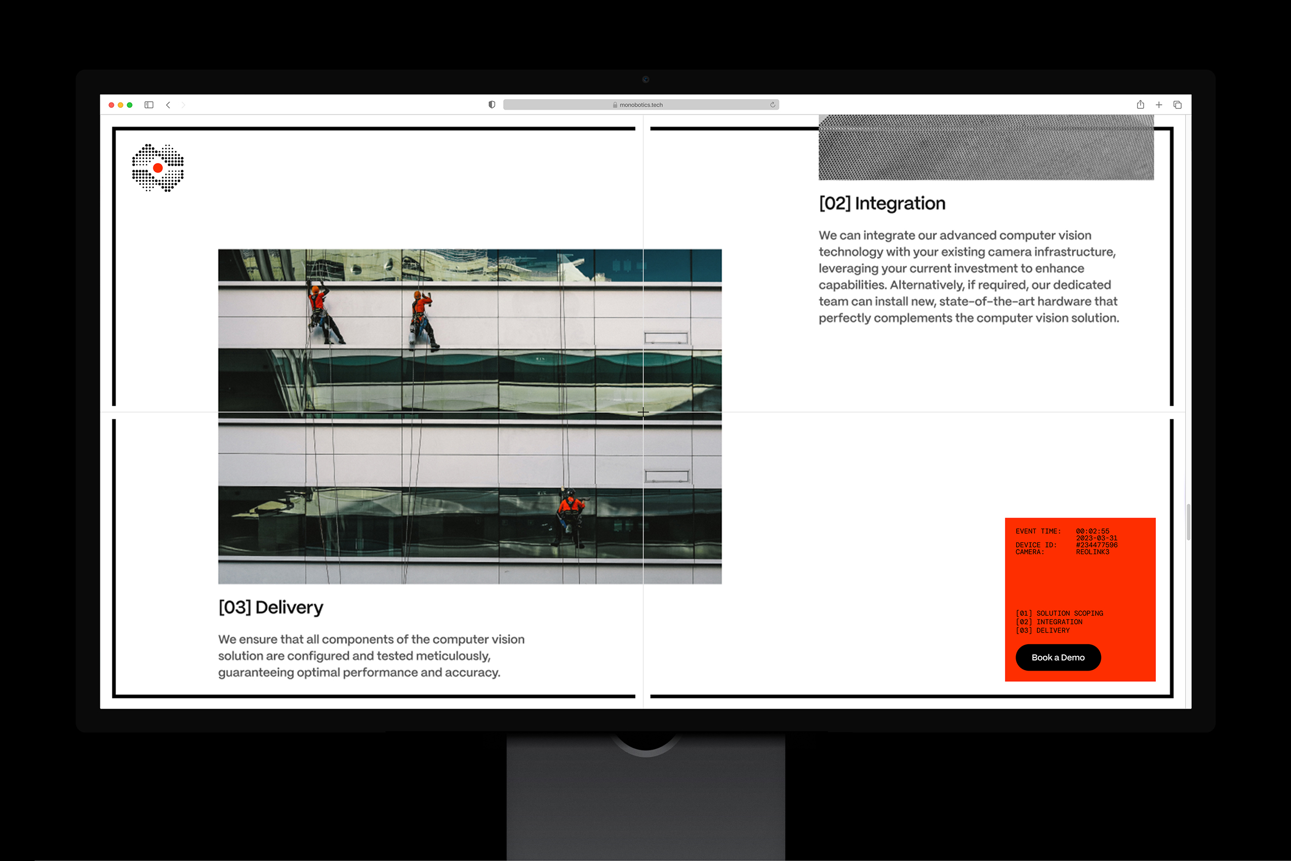 Monobotics website preview on desktop