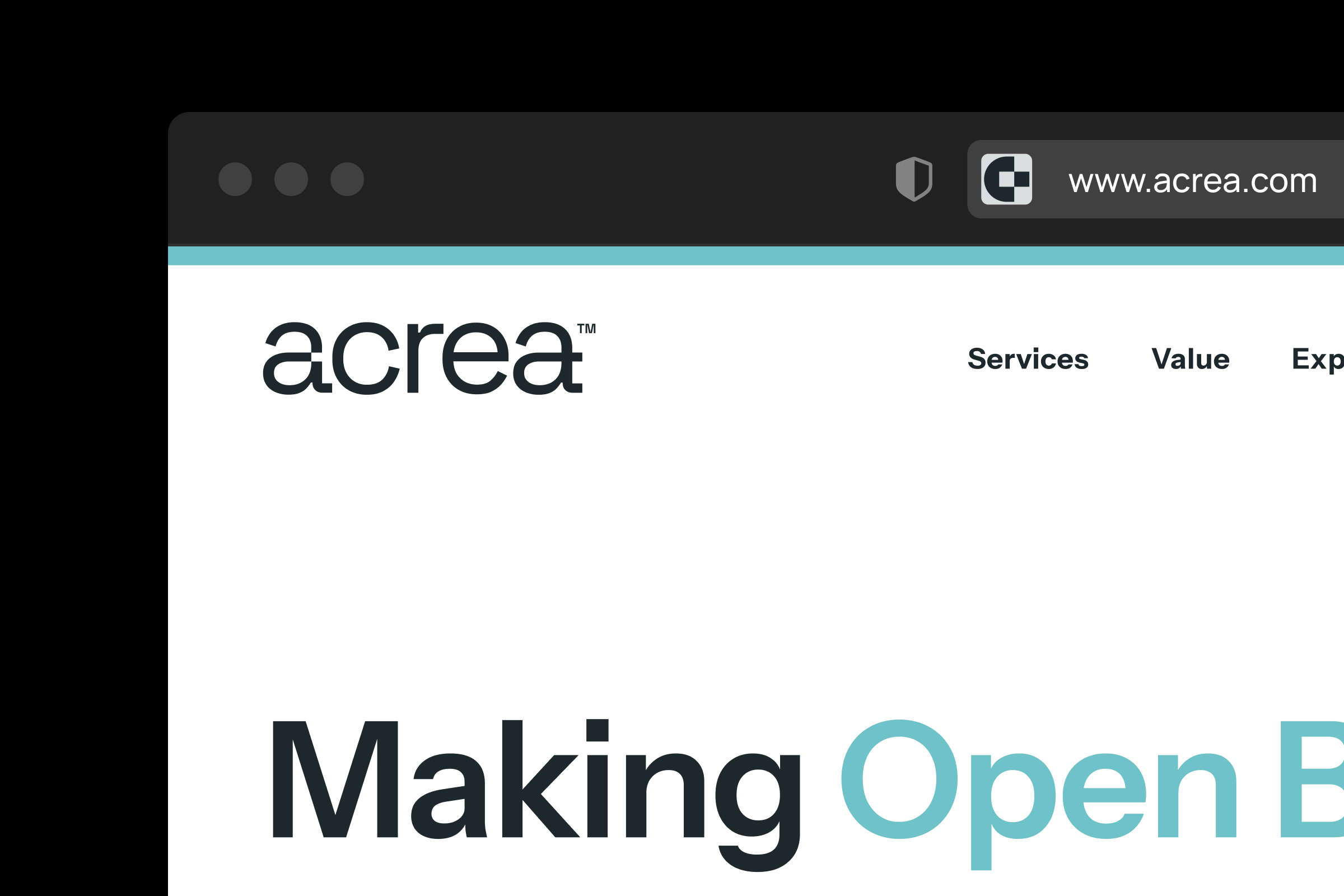 Acrea logo on website preview