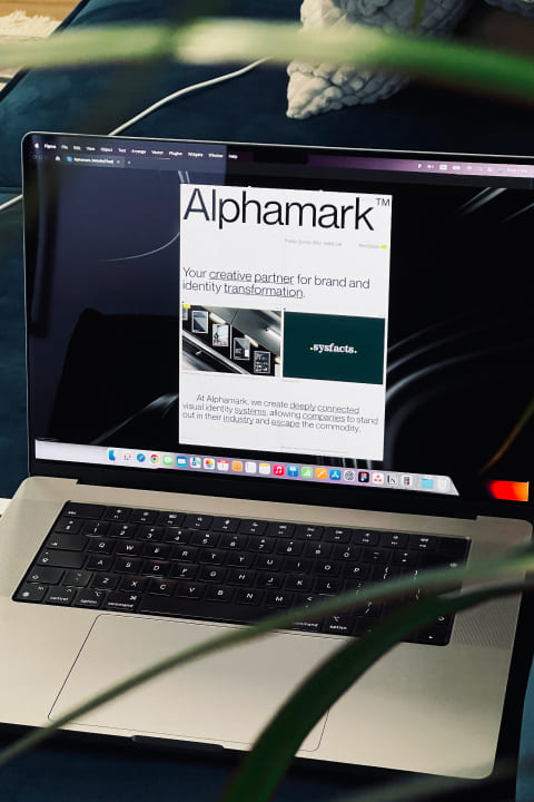 Alphamark's web preview on laptop screen