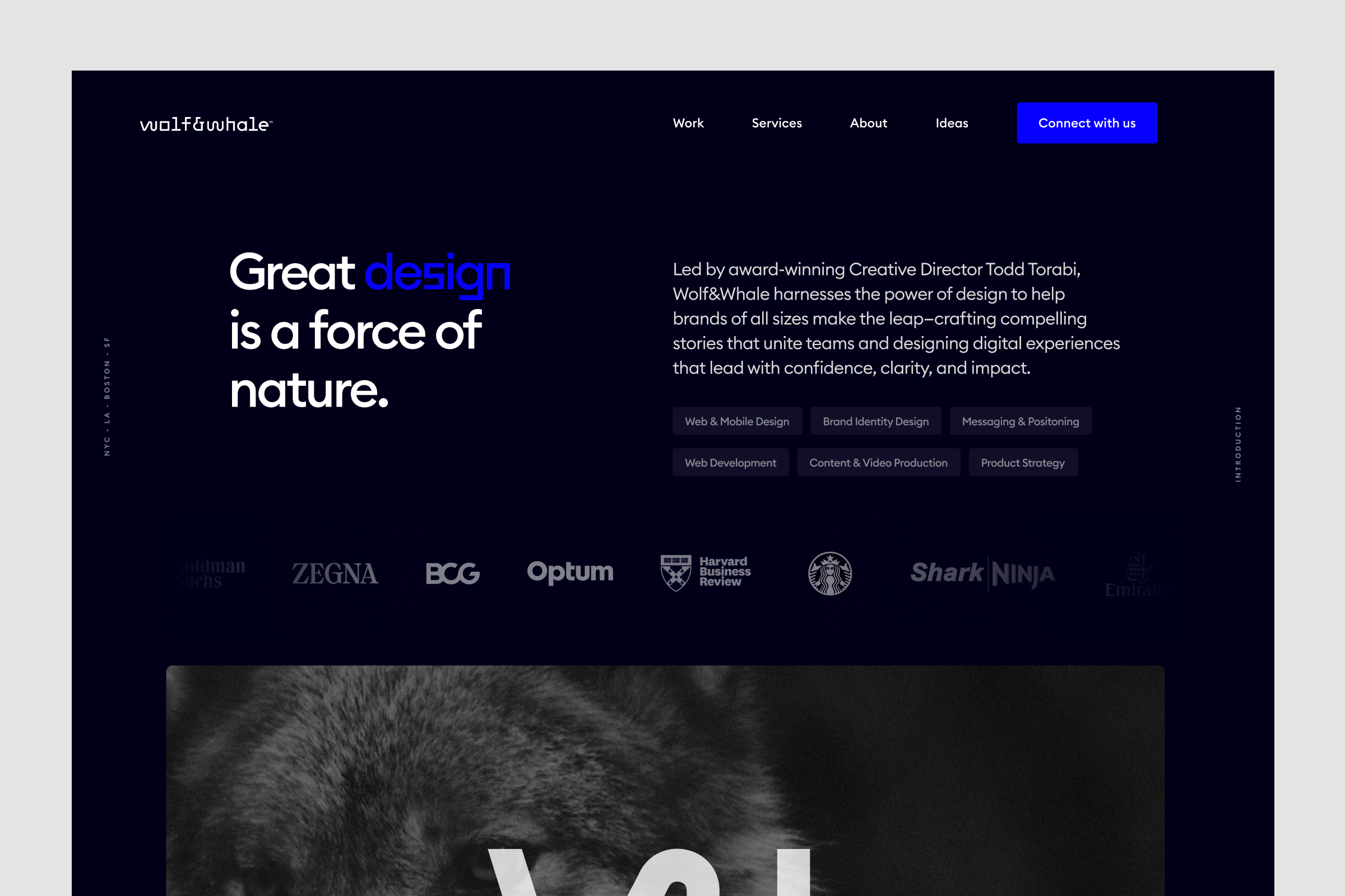 Wolf & Whale website view